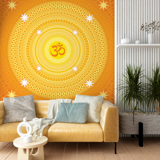 Living Room - OM Symbol Mandala Design Spiritual Wallpaper