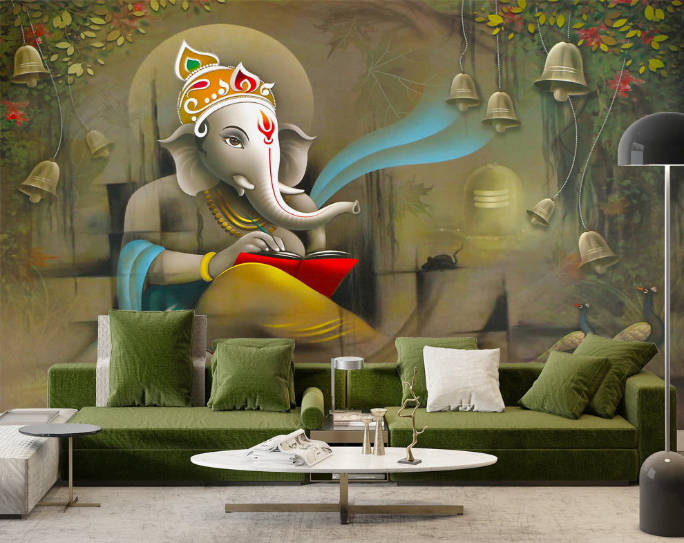 God Ganesha 3D Mural Wallpaper For Living Room