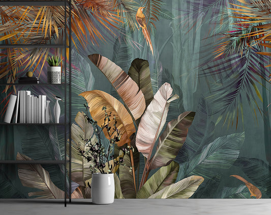 Big Banana Leaf Watercolour Wallpaper For Wall