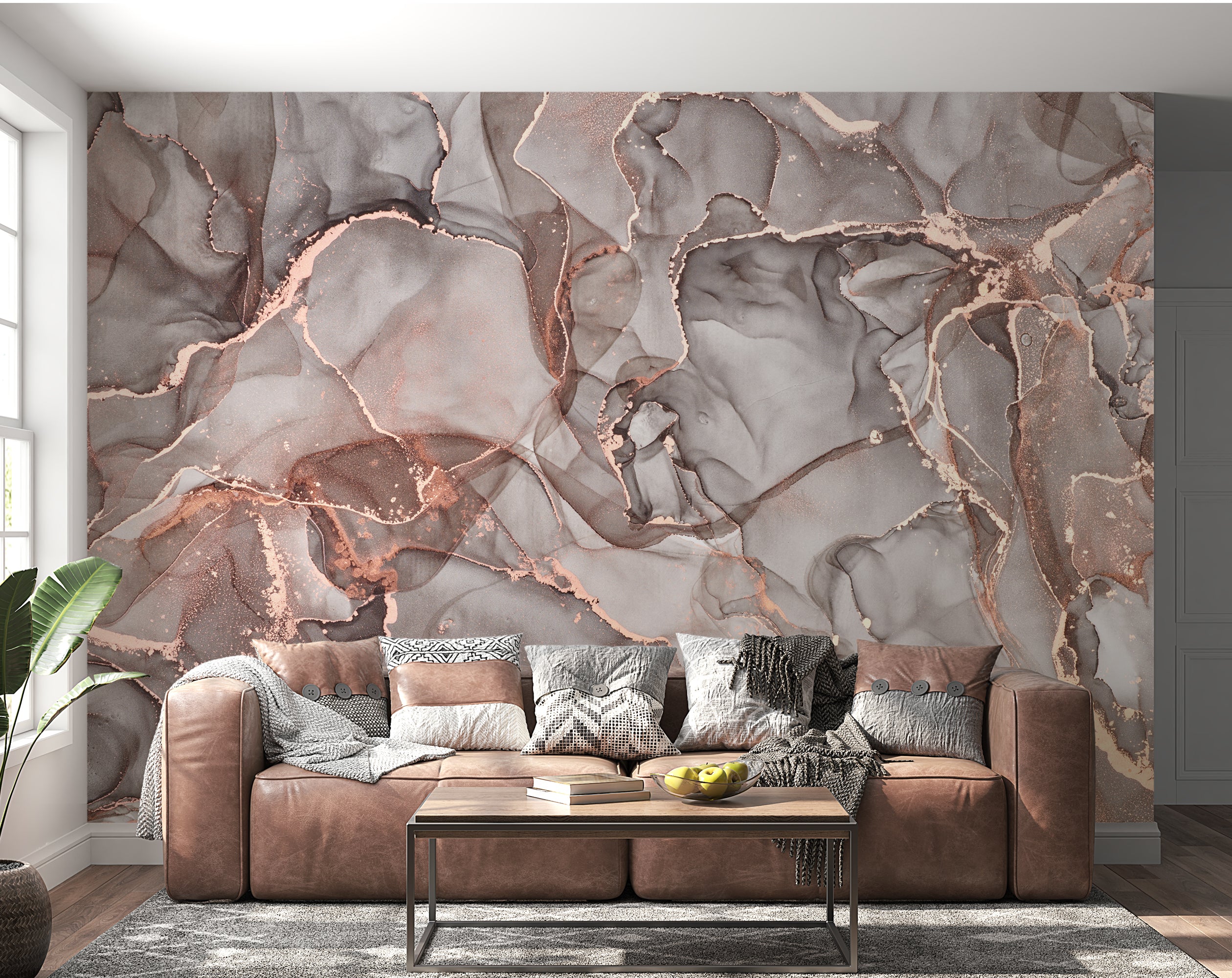 Beige Pink Mix Marble Wallpaper