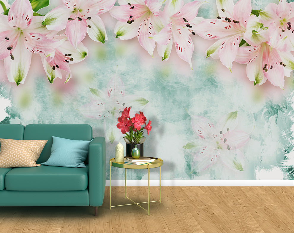 Lily Pink Floral 3D Wallpaper