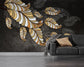 Living Room - Golden Diamond Feather Art Texture Wallpaper
