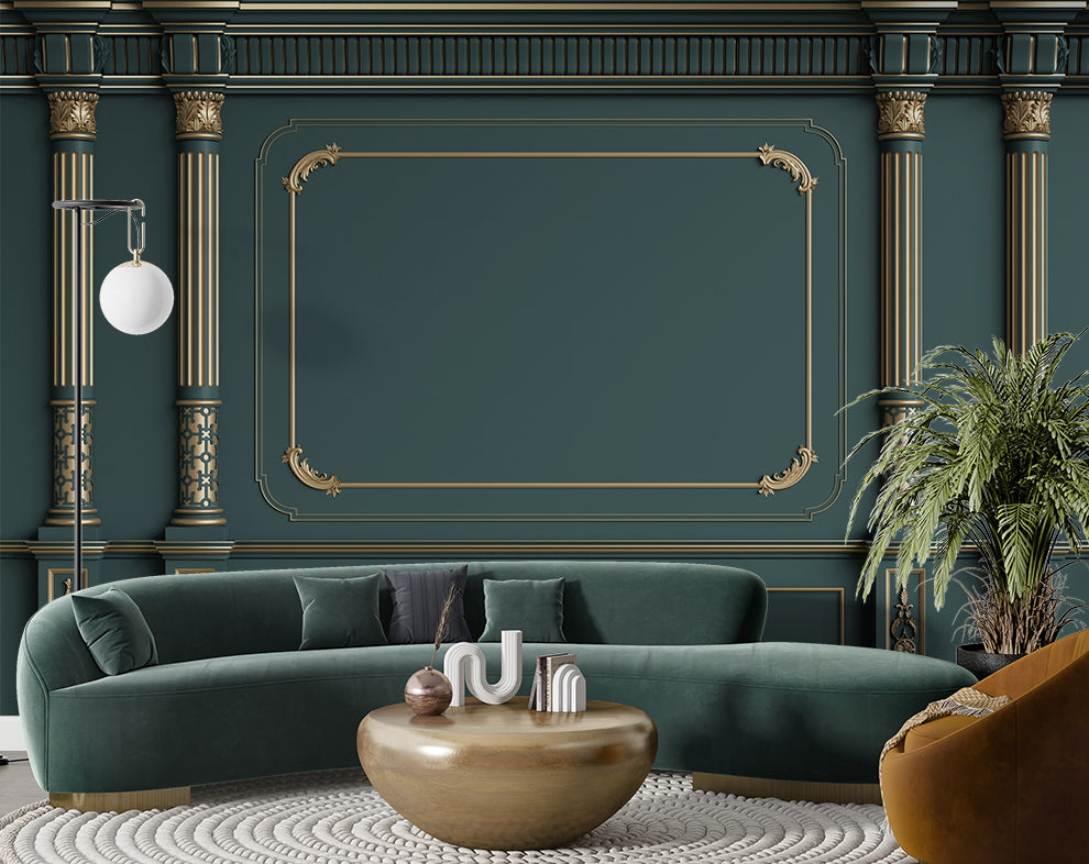 Classic Interior Blue Color Wallpaper For Bedroom