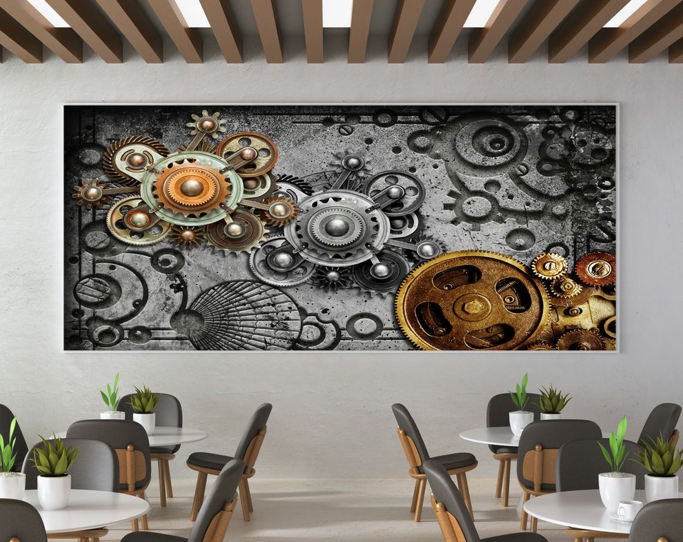 3D Mechanical Gears Mural Wallpaper