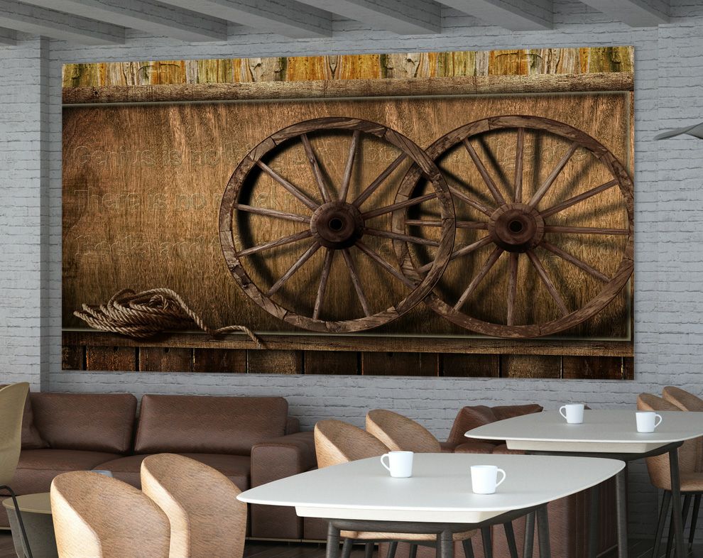 Wagon wheel, nature Wallpaper for cafe and restaurant wall