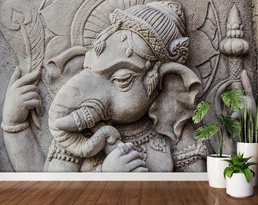 3d Lord Ganesha wall mural wallpaper | 3d Ganesha hallway wallpaper