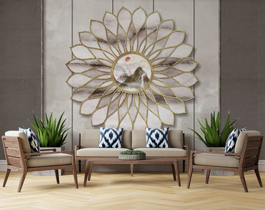 Living Room - 3D Circular Fancy Art Design Wallpaper
