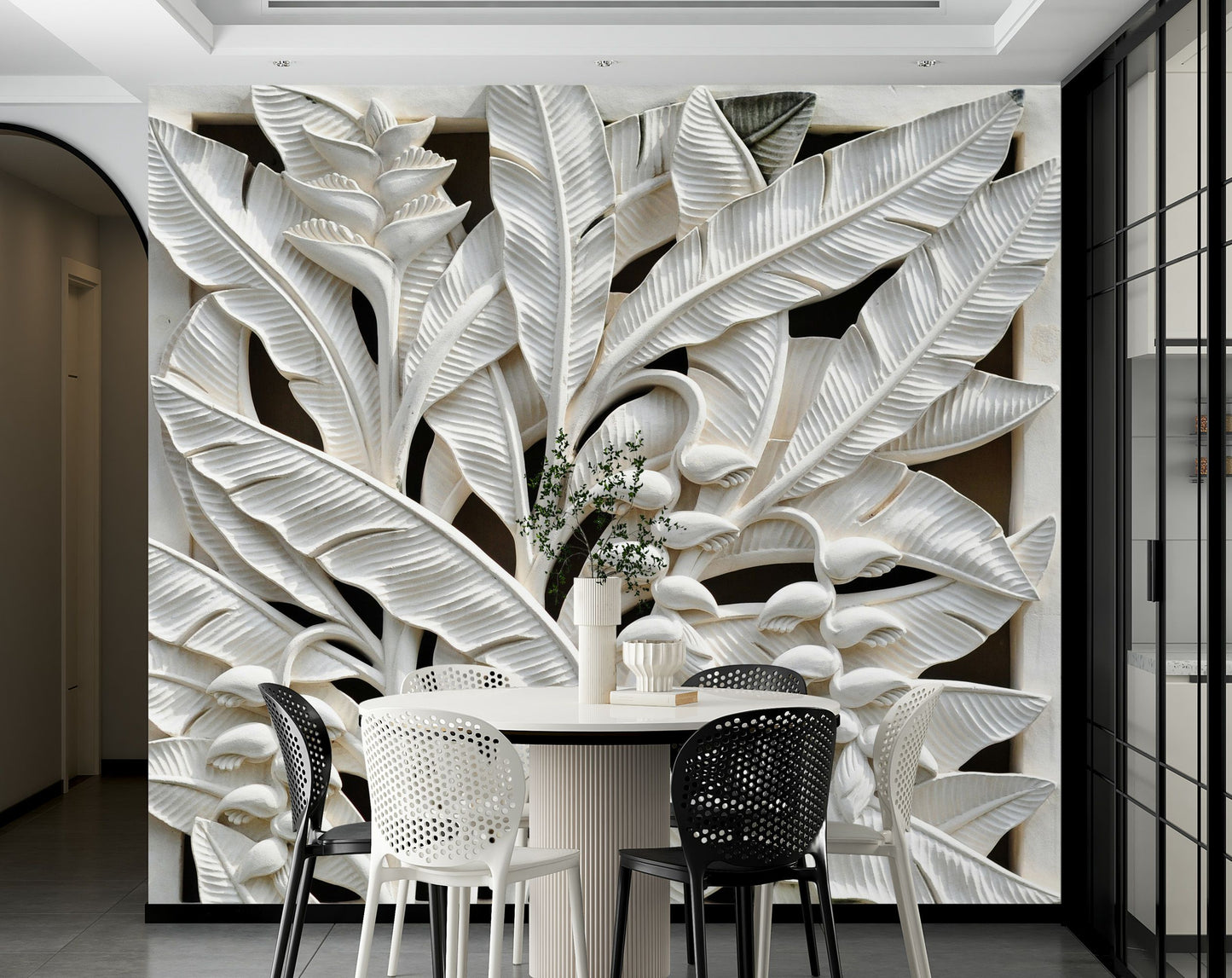 Stone Art 3D Wallpaper | Banana Tree Wallpaper For Wall