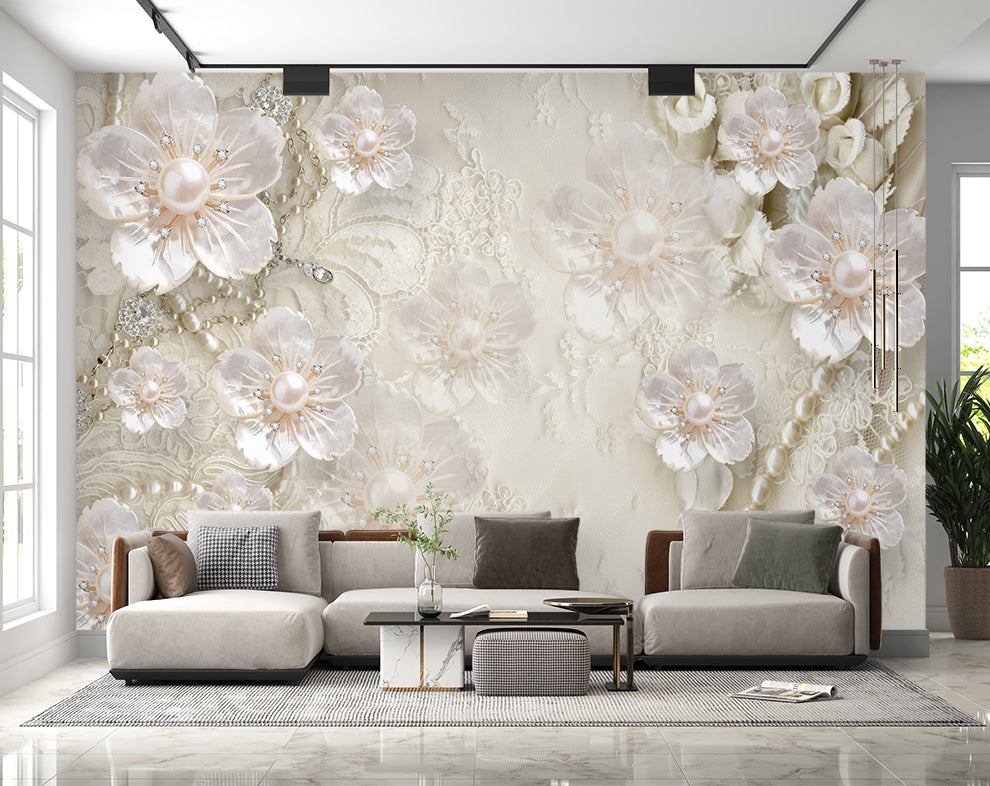 Pearl Flowers Background Wallpaper