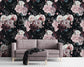 Vintage Dark Flowers Rose Wallpaper Roll