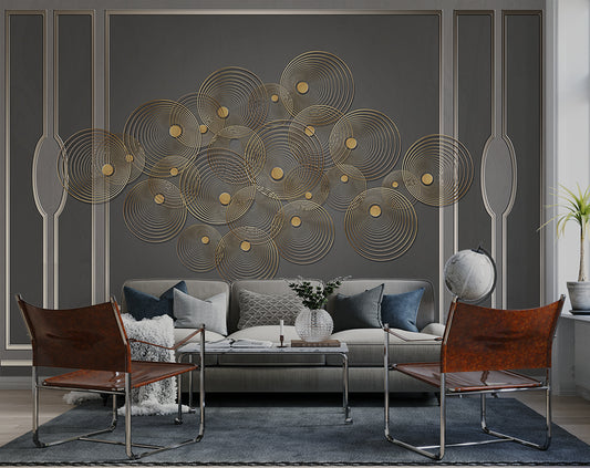 Living Room - Designer Beautiful 3D Round Circular Modern Wallpaper