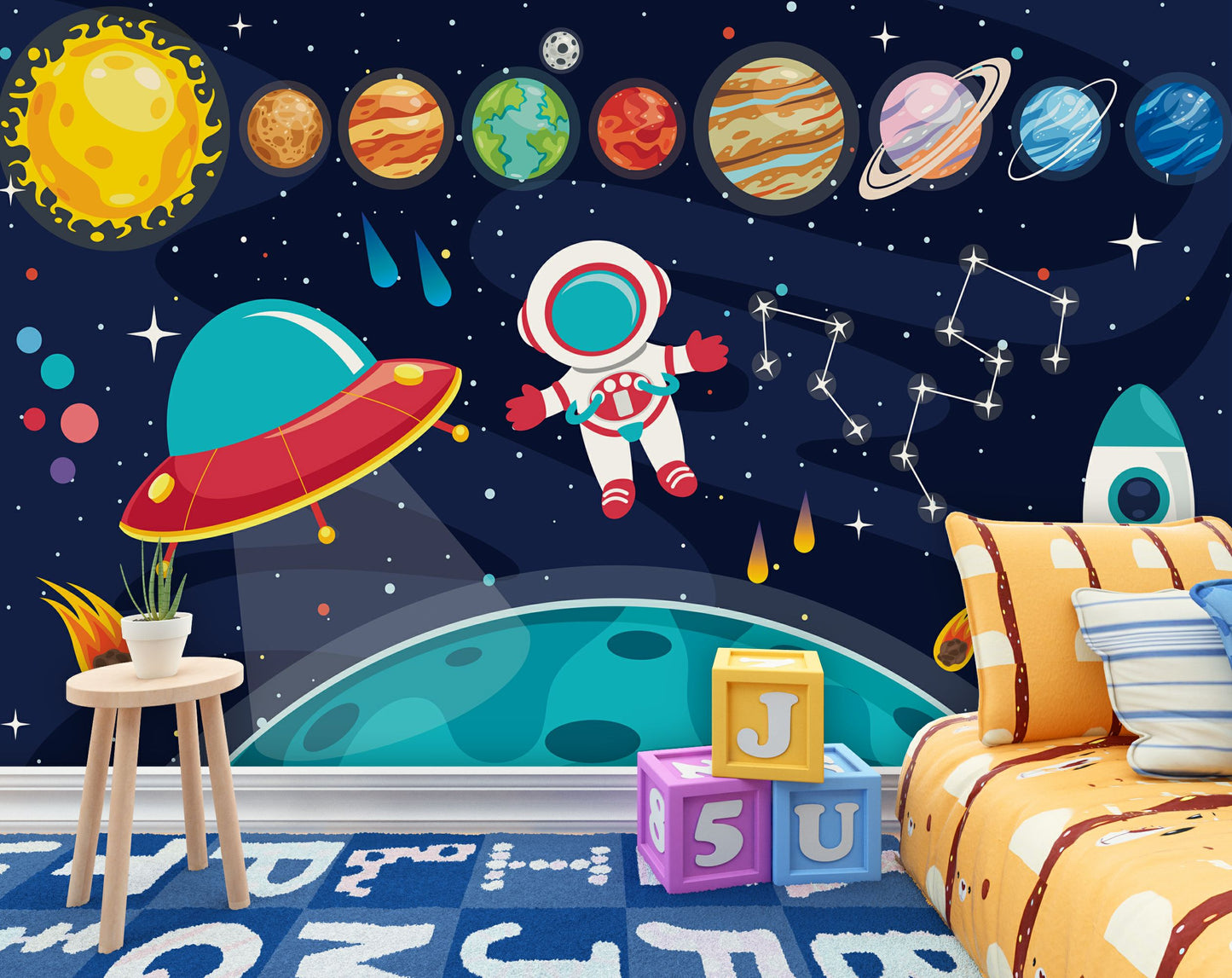 Colorful Planets Of Solar System Kids Wallpaper