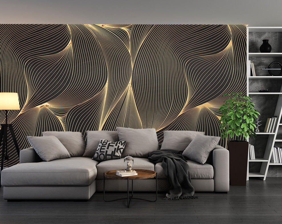 Gold Screen Art 3D Classic Wall Covering Wallpaper