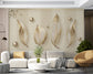 Living Room - Horizontal 3D Golden Leaf Design Wallpaper