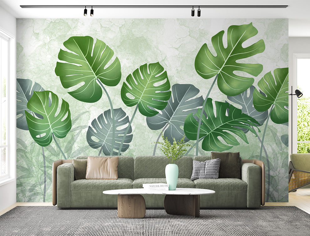 Watercolor Green Tropical Wallpaper