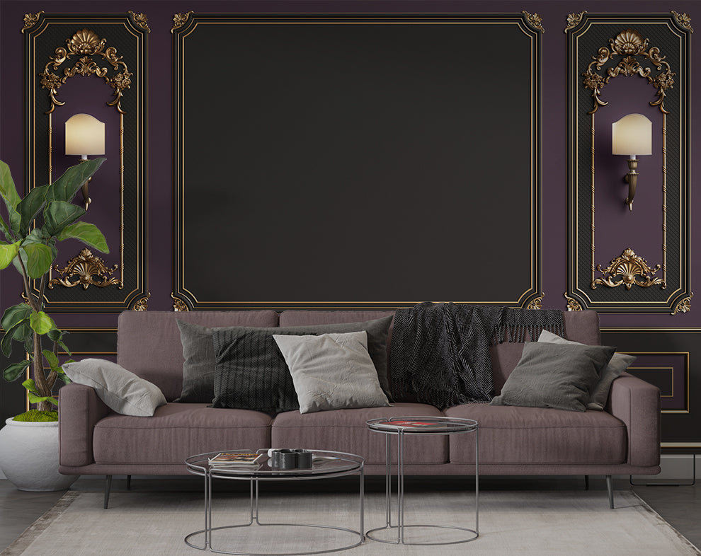 Luxury Purple Bedroom Design 3D Wallpaper