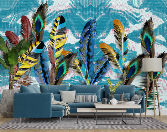 3D Beautiful Colorful Feather Wallpaper