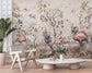 Living Room - Tropical Leaves & Flamingo Wall Mural Wallpaper, Custom Size