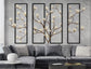 3D Floral & Square Frame Botanical Grey Wallpaper