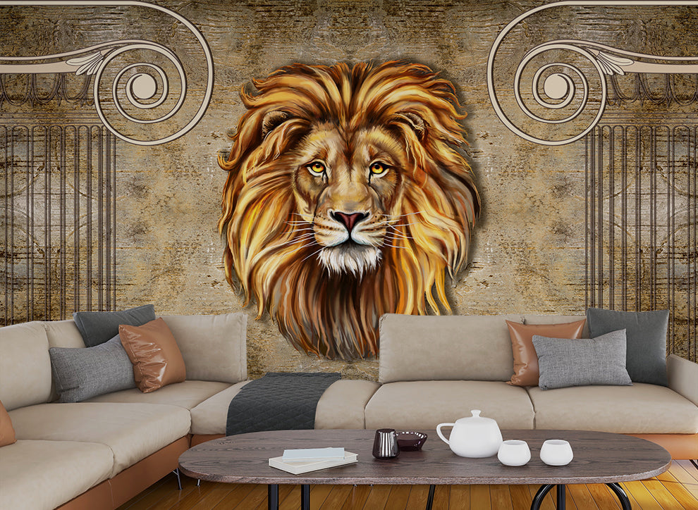 3D Animal Gold Lion Wallpaper
