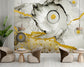 Living Room - White, Black And Golden Marble Design Wallpaper