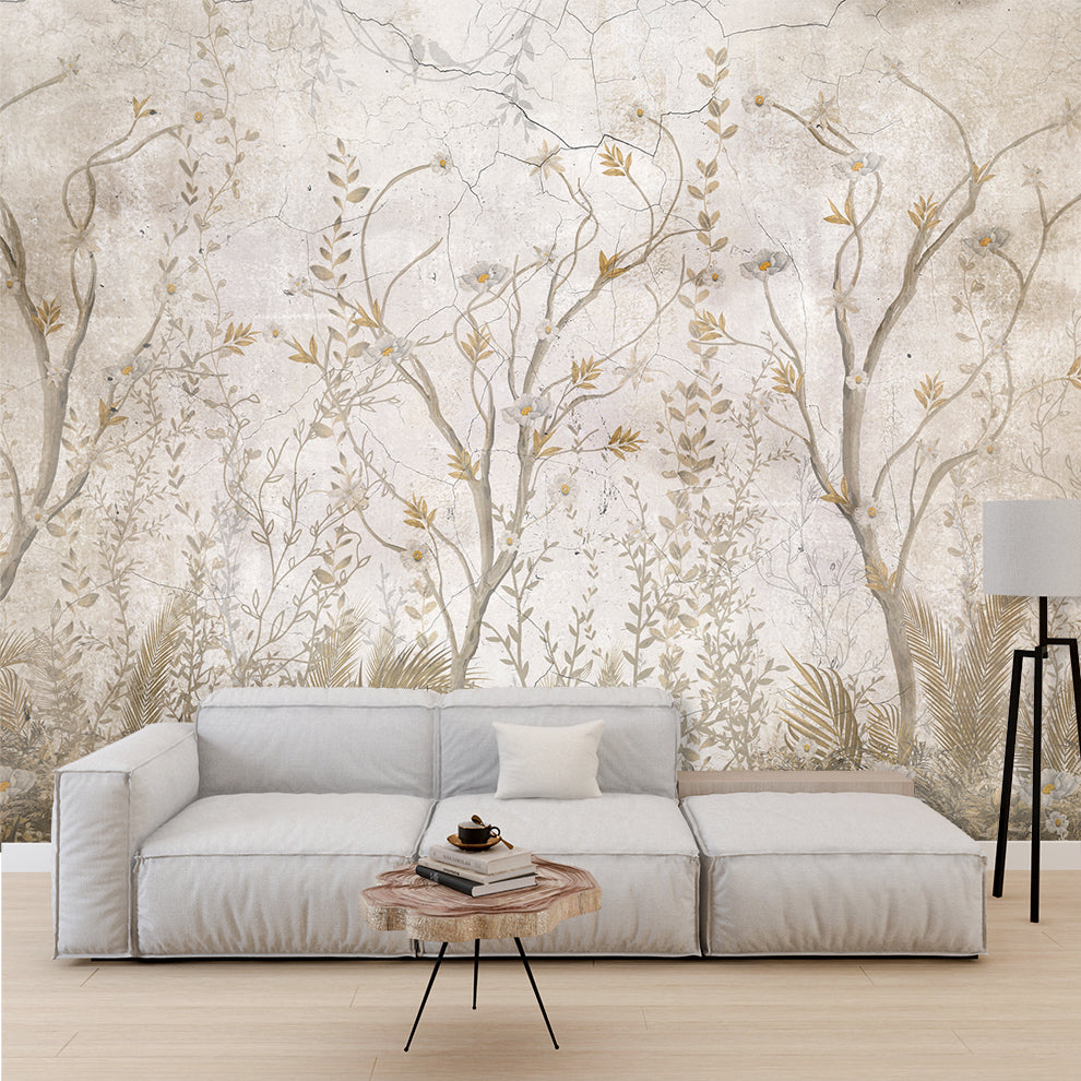 Vintage Chinoiserie Trees Wallpaper