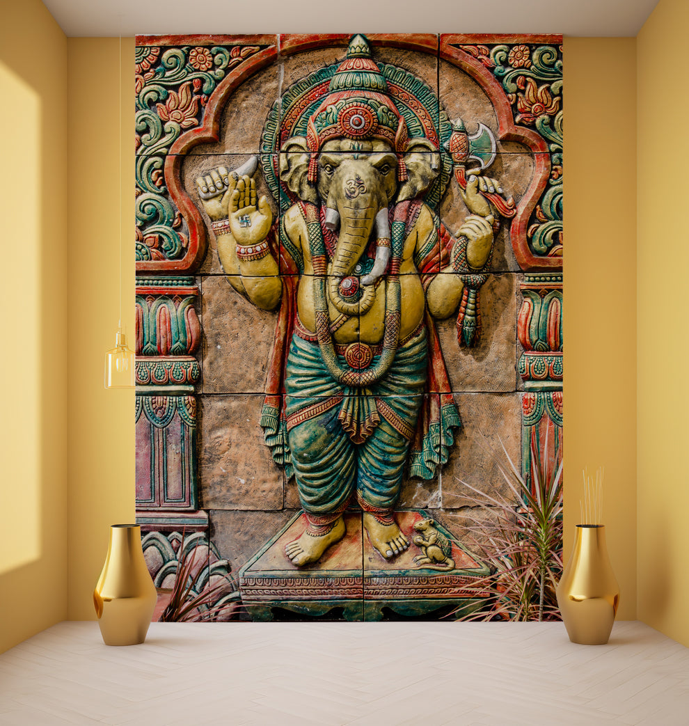 3d colourful lord ganesh wallpaper | Devotional wallpaper for walls