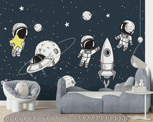Kids Room - Space Planets and Starry Sky Kids Wallpaper