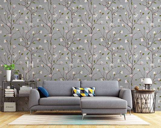 chinoiserie Magnolia Wallpaper Roll Botanical Wallpaper