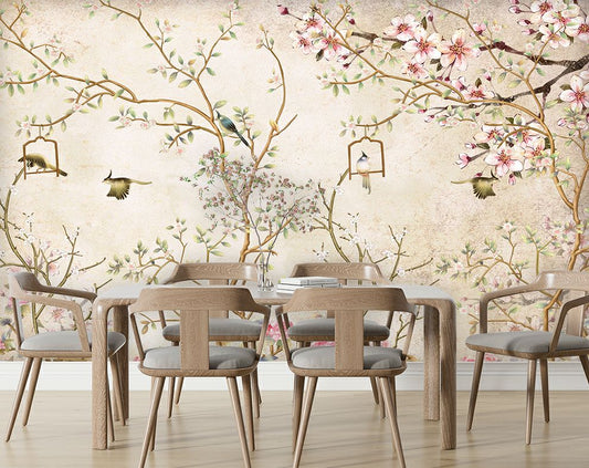 Dining Room - Chinoiserie Botanical Garden – Wall Mural Wallpaper, Custom Size