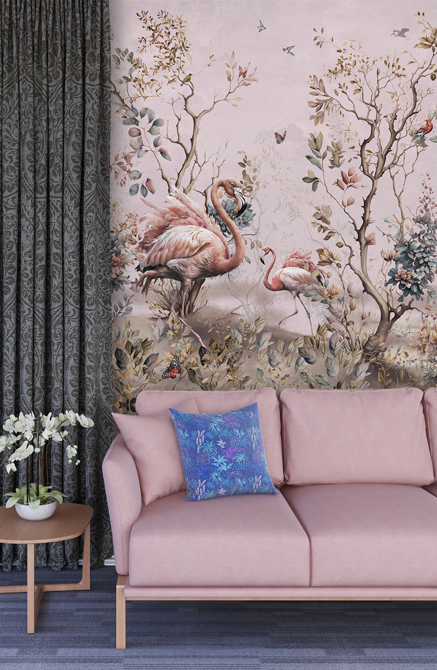 Flamingo Chinoiserie Tropical Wallpaper