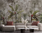 Grey and green botanical forest wallpaper