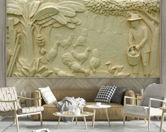 Vintage Rural Life 3D Wall Mural Wallpaper