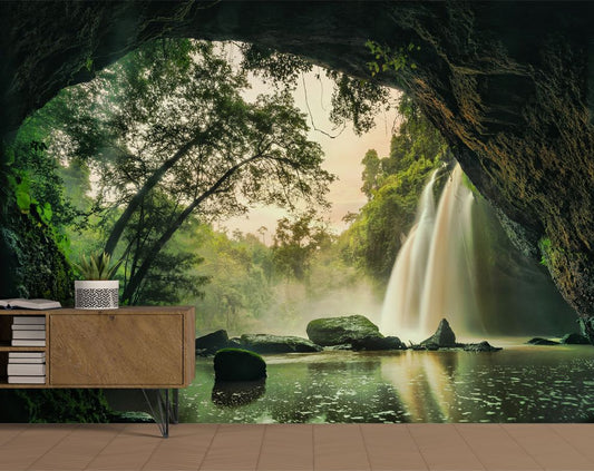 Waterfall Rainforest Nature View wallpaper