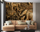 Wooden jungle animals 3D wall mural