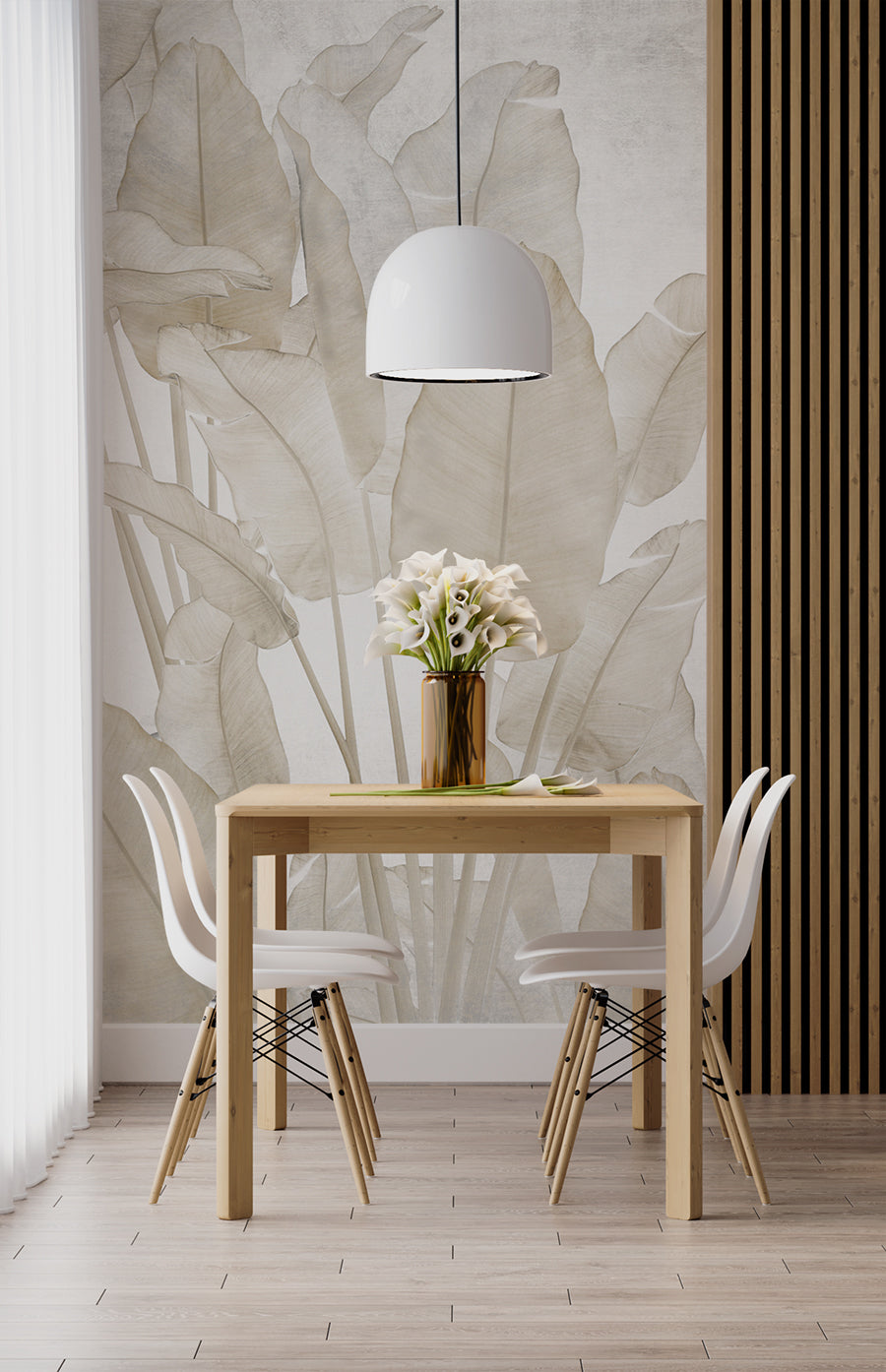 Soft Beige Banana Leaf Wallpaper