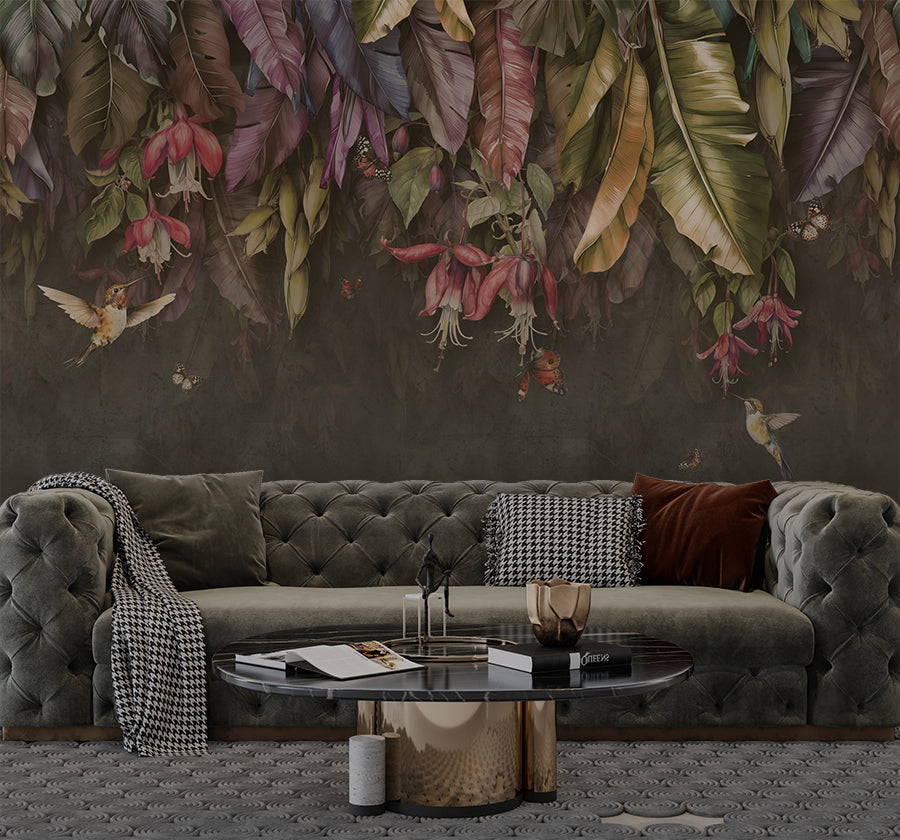 Banana leaves hanging wallpaper