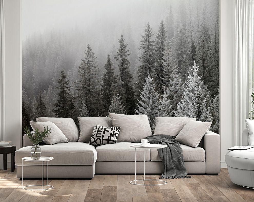 Misty Mountain Forest 3D Landscape Wallpaper