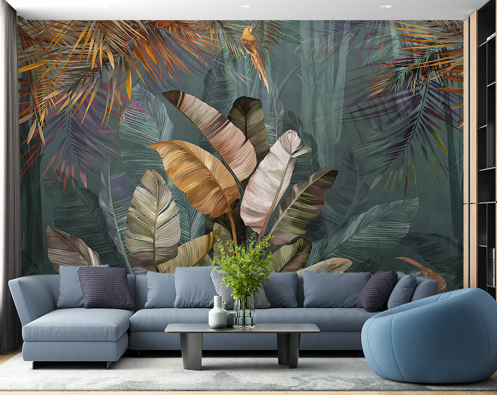 Big Banana Leaf Watercolour Wallpaper For Wall