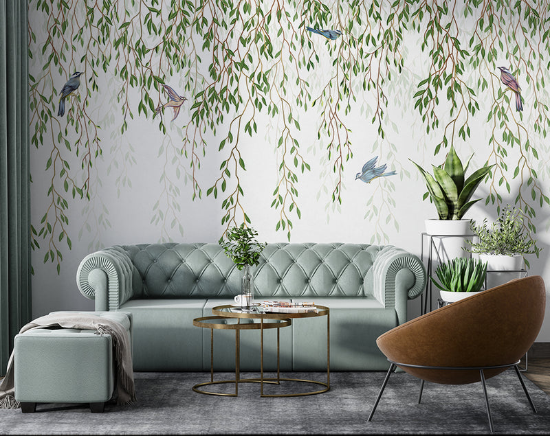 Hanging garden tree and leaves wallpaper