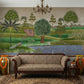 Living Room - Shahi Hariyali – Indian Mughal Nature Wall Mural Wallpaper, Custom Size