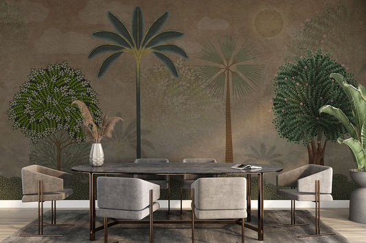 Dining Room - Shahi Vriksha Vatika – Indian Pichwai Tree Wall Mural Wallpaper, Custom Size