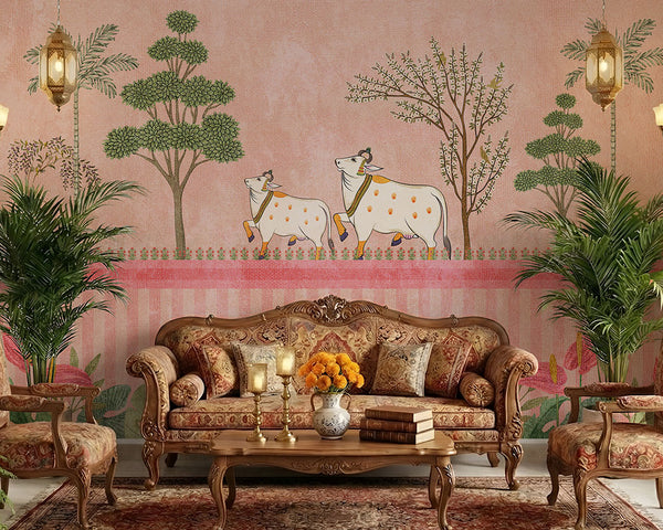 Shubh Gau Vatika Pichwai cow wall mural - view 2
