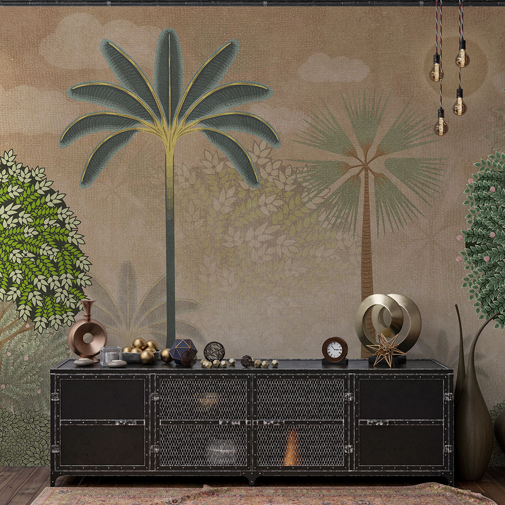 Shahi Vriksha Vatika Indian Pichwai Wall Mural