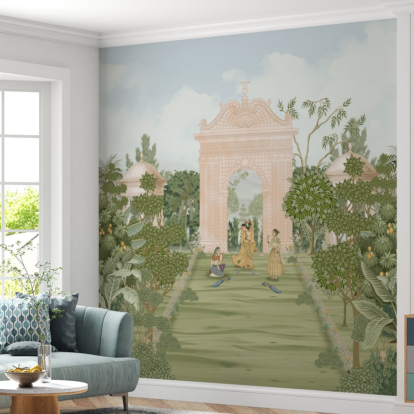 Lush Botanical Palace Garden Wallpaper
