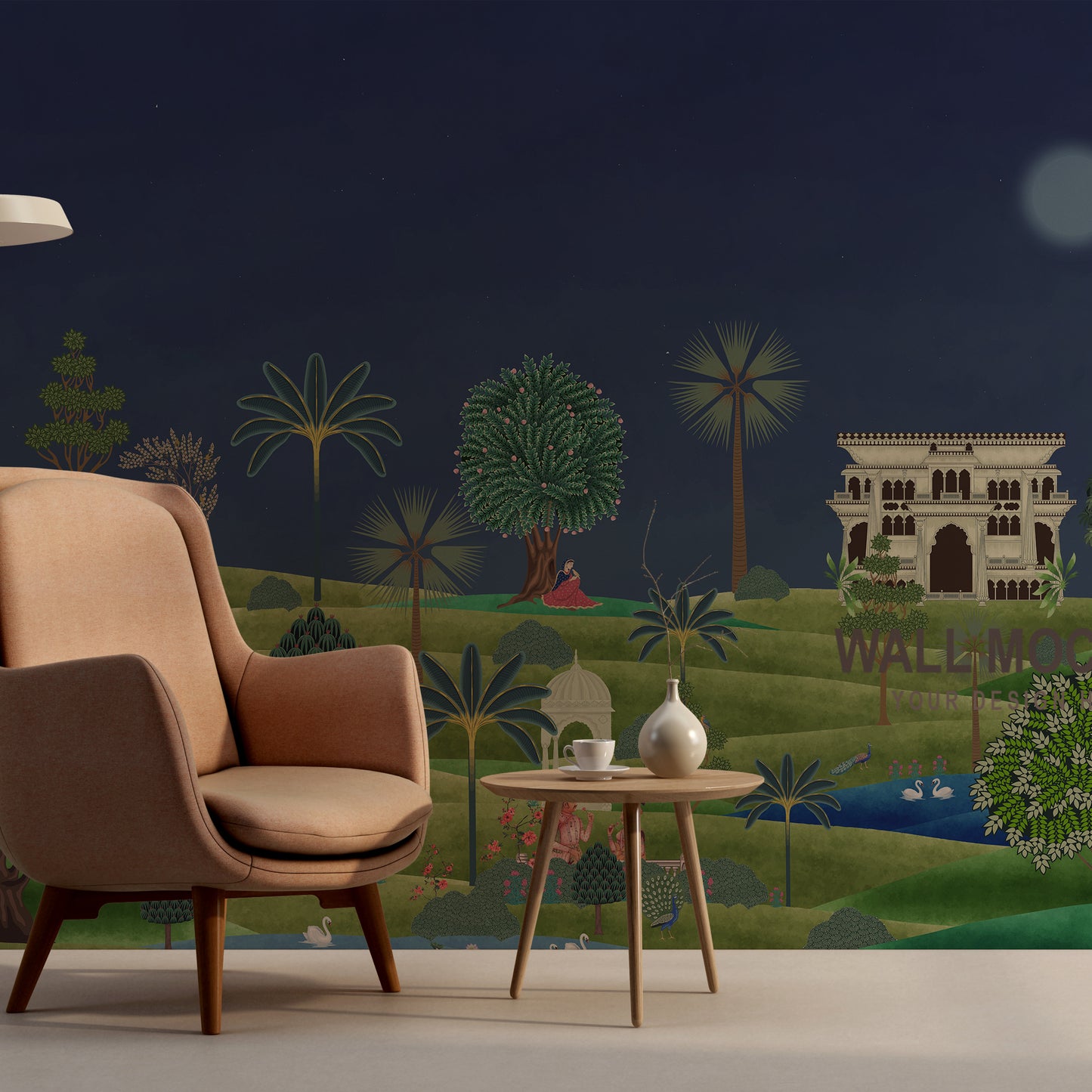 Chandni Bagh – Vintage Night Garden Indian Wallpaper