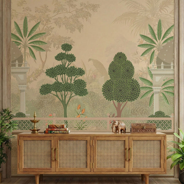 Vintage Raj Garden Pichwai Indian mural