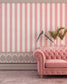 Living Room - Bahaar – Pink Striped Traditional Indian Wallpaper, Custom Size