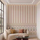 Hallway - Beige Stripe Mughal Pichwai Arch Indian Wallpaper, Custom Size