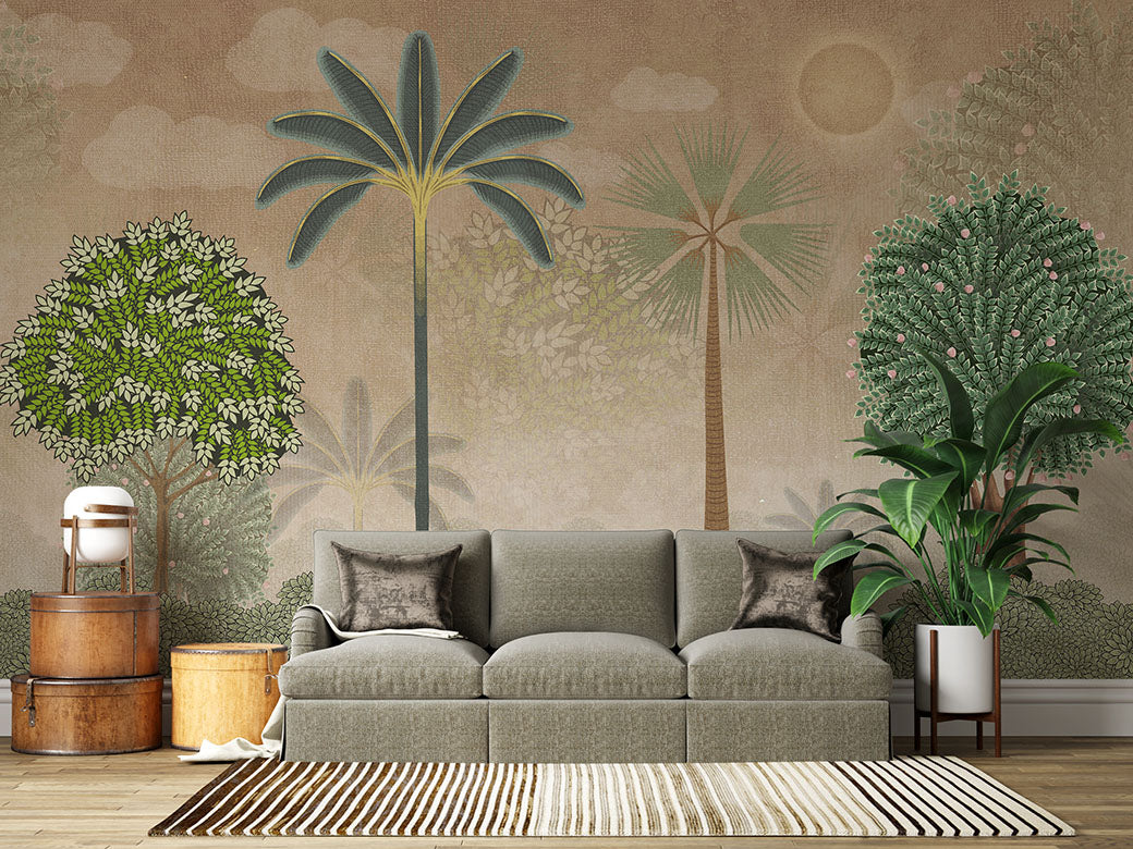 Shahi Vriksha Vatika Indian Pichwai Wall Mural